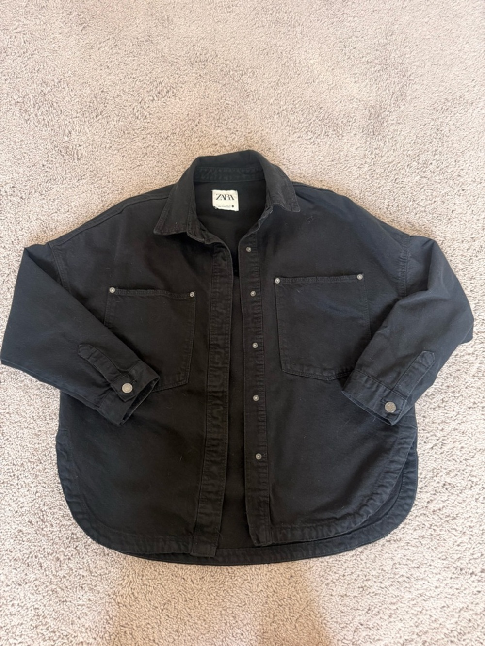 Zara Black Oversized Jean Jacket